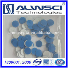 Fabricación de 18 mm de PTFE azul (teflón) / blanco septa de silicona para viales de muestra